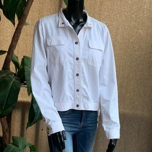 Liz Claiborne Side Lace Up White Jean Jacket
